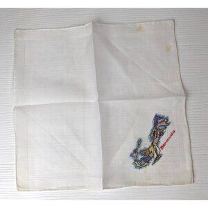 Vintage Handkerchief 1950’s Bermuda souvenir 10.5” Sq